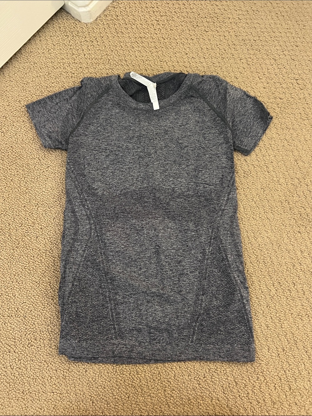 Athleta Heathered Navy Short Sleeve Performance Tee